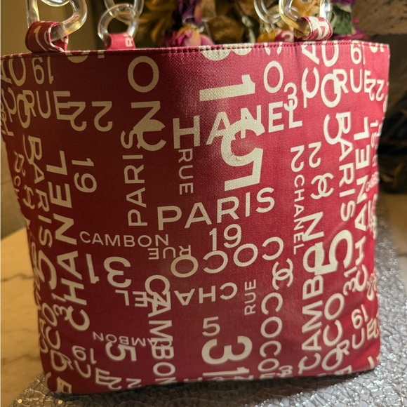 Chanel Red and White Logo Tote - Picture 2 of 3
